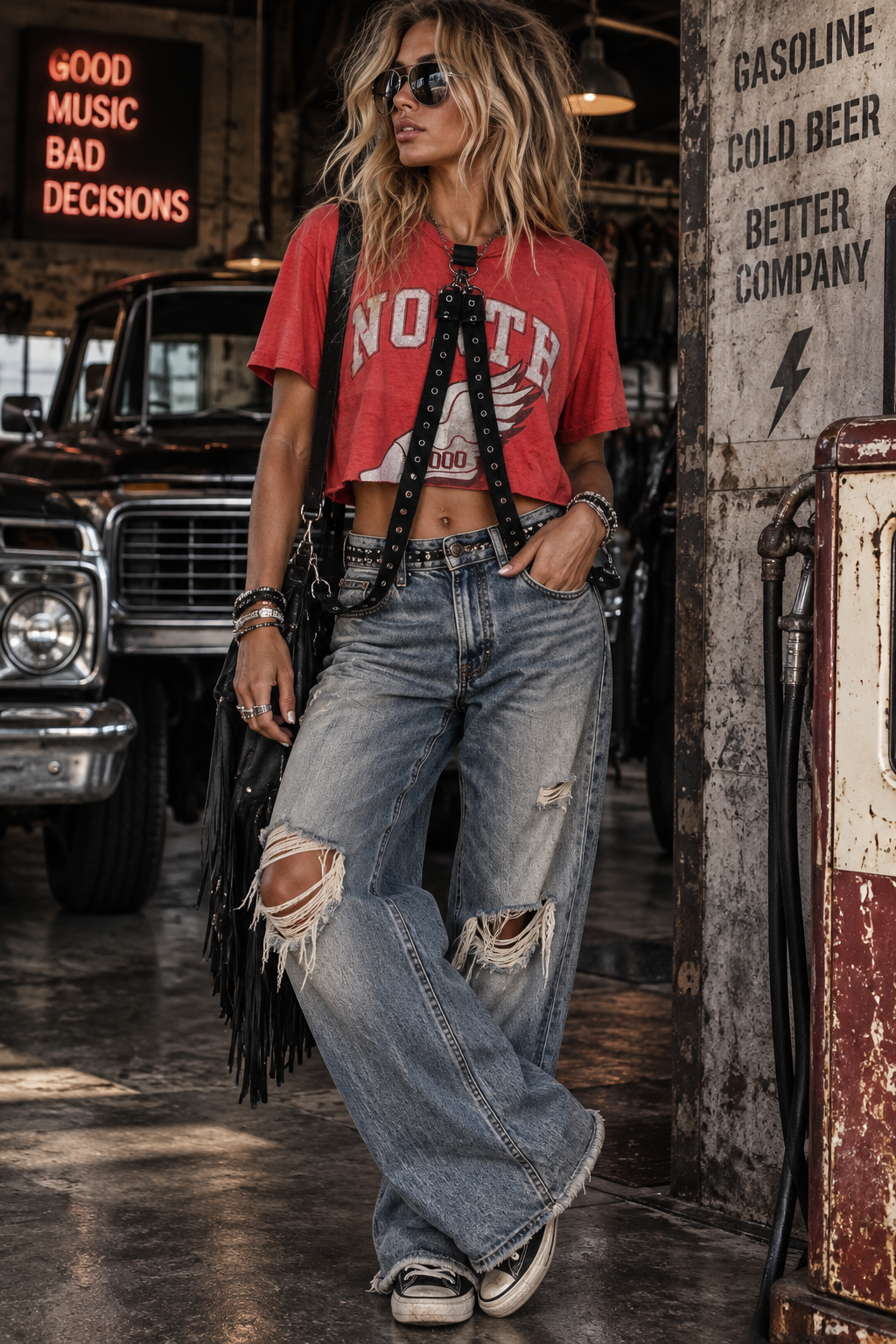 Vintage tee with straps